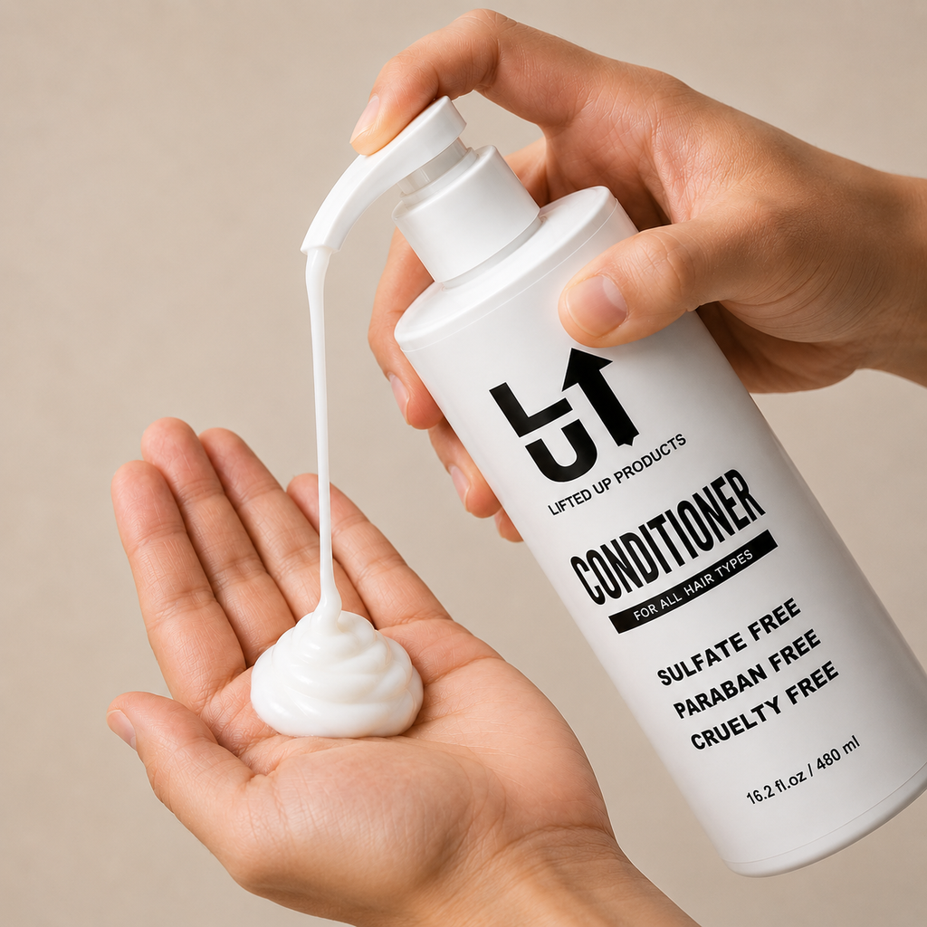 LIFTED UP PRODUCTS Lifted Up Shampoo and Conditioner bundle showing bottles with clean, modern packaging for healthy hair.